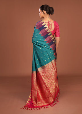 Green Kanjivaram Silk Saree With Blouse Piece
