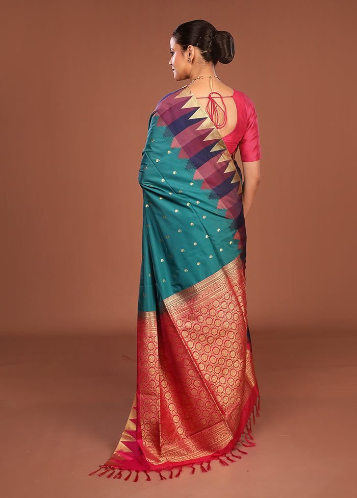 Green Kanjivaram Silk Saree With Blouse Piece
