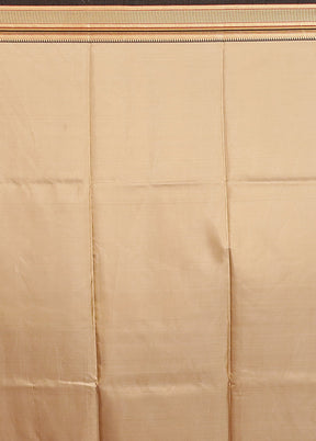 Cream Printed Pure Silk Saree Without Blouse Piece
