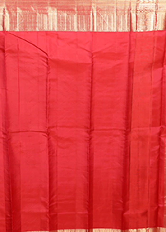 Pink Handloom Kanjivaram Pure Silk Saree With Blouse Piece