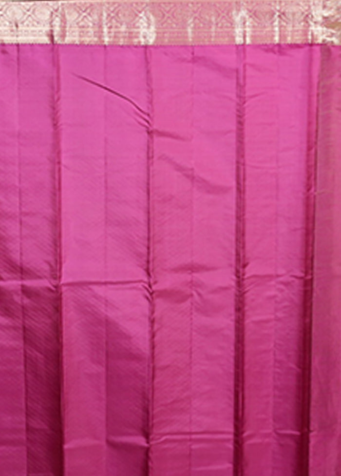 Yellow Handloom Kanjivaram Pure Silk Saree With Blouse Piece