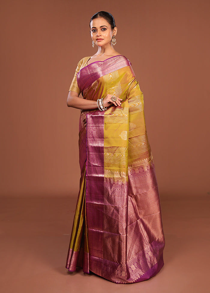 Green Handloom Kanchipuram Pure Silk Saree With Blouse Piece
