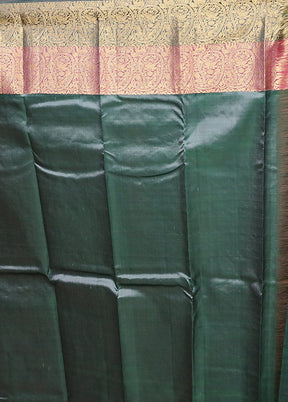 Black Handloom Kanjivaram Pure Silk Saree With Blouse Piece