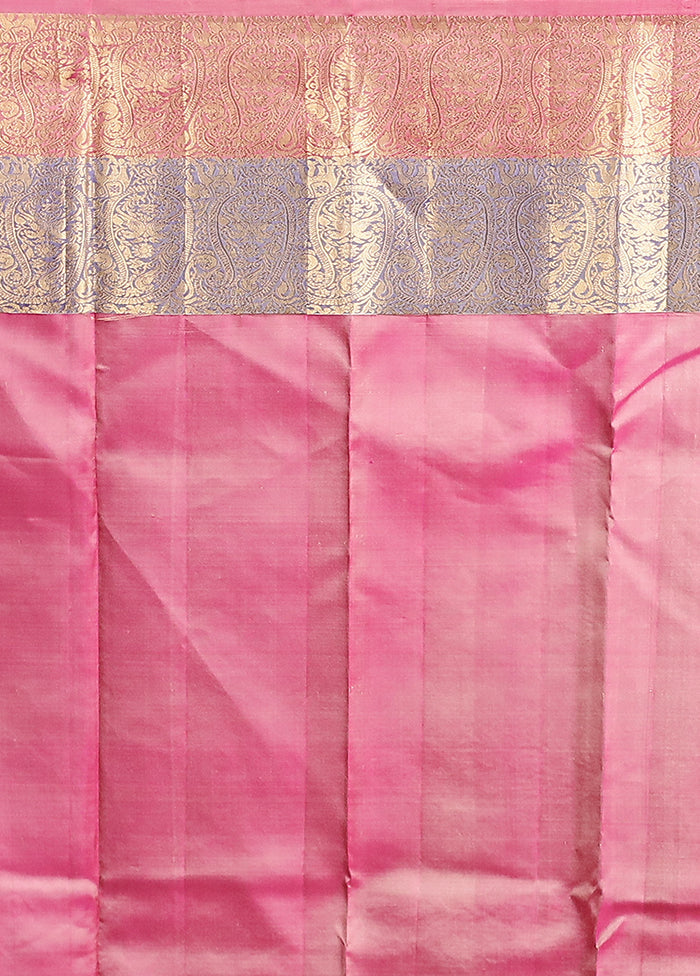 Green Handloom Kanjivaram Pure Silk Saree With Blouse Piece
