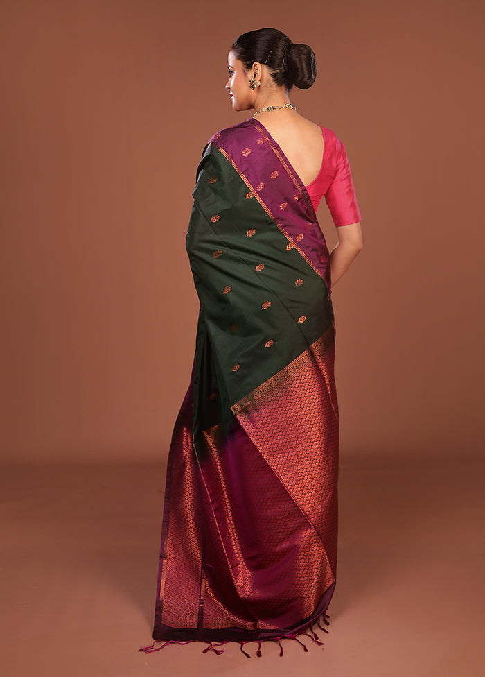 Green Kanjivaram Silk Saree With Blouse Piece