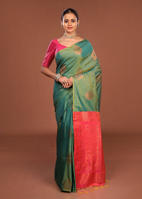 Pink Kanjivaram Silk Saree With Blouse Piece