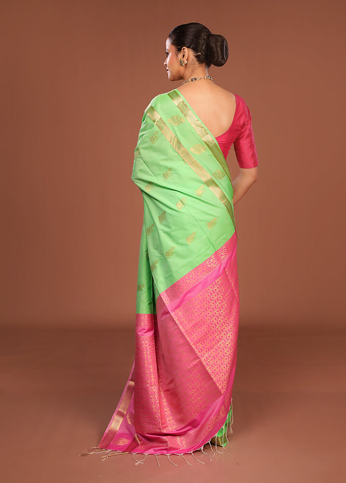 Pink Kanjivaram Silk Saree With Blouse Piece