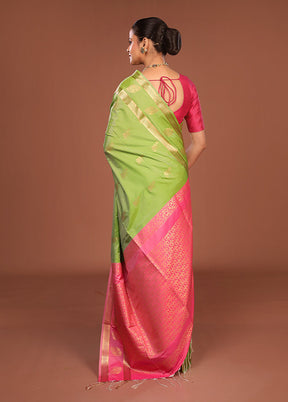 Green Kanjivaram Silk Saree With Blouse Piece