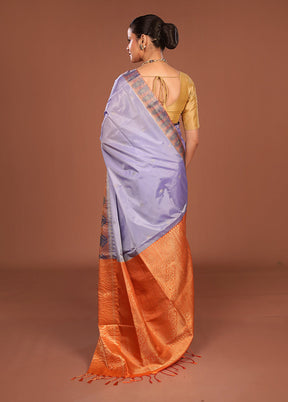 Purple Kanjivaram Silk Saree With Blouse Piece