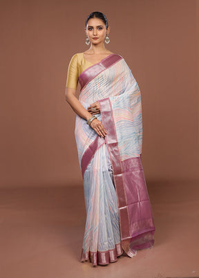 Blue Pure Cotton Saree With Blouse Piece