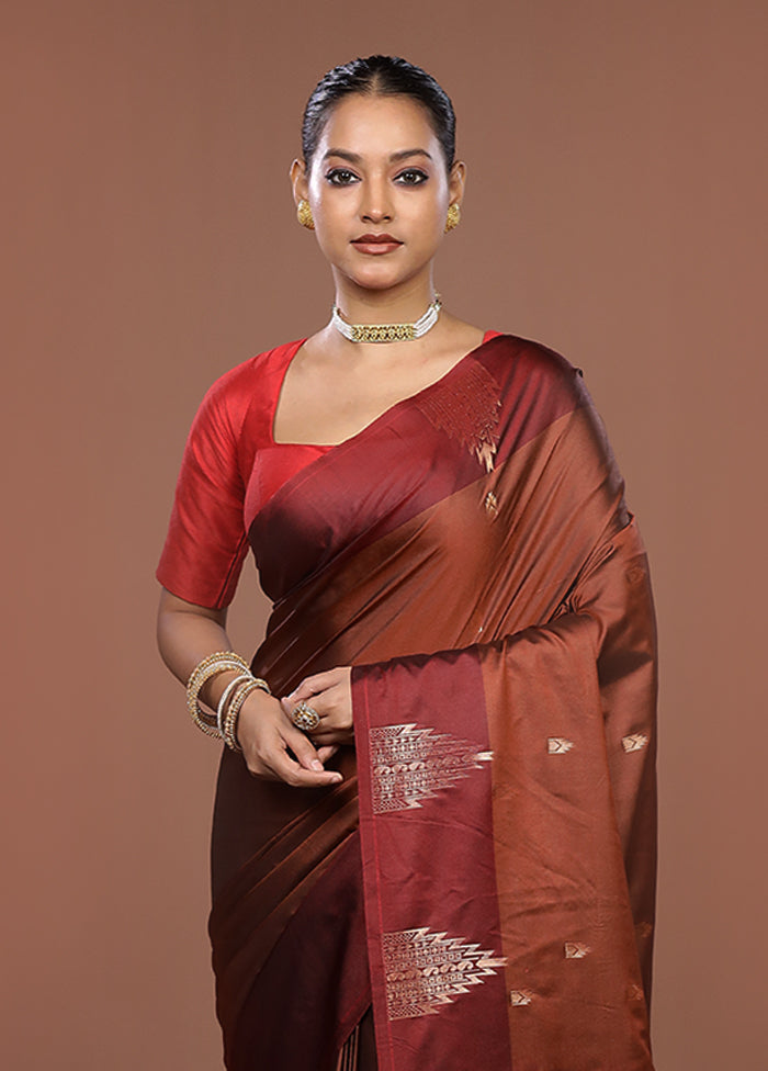 Maroon Kanjivaram Silk Saree With Blouse Piece
