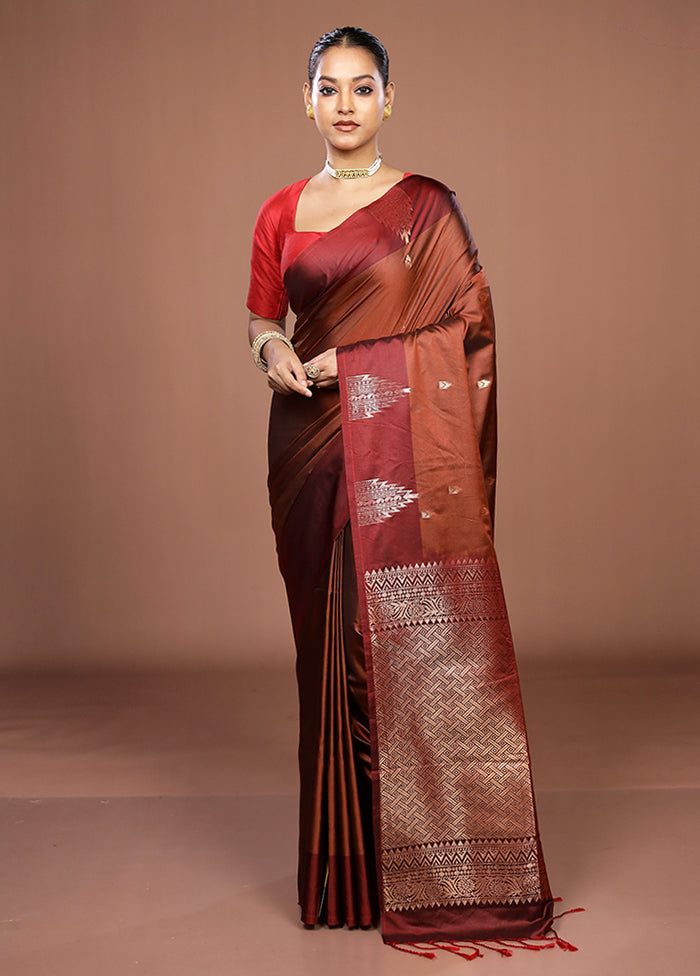 Maroon Kanjivaram Silk Saree With Blouse Piece