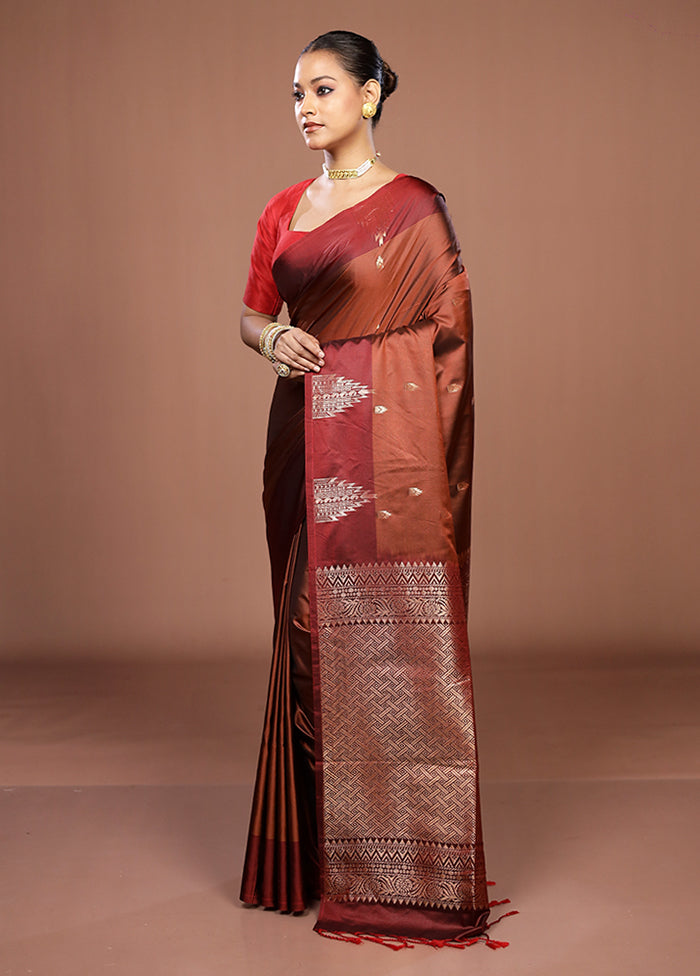 Maroon Kanjivaram Silk Saree With Blouse Piece