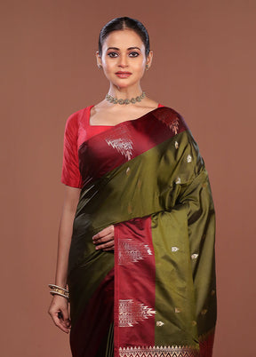 Green Kanjivaram Silk Saree With Blouse Piece