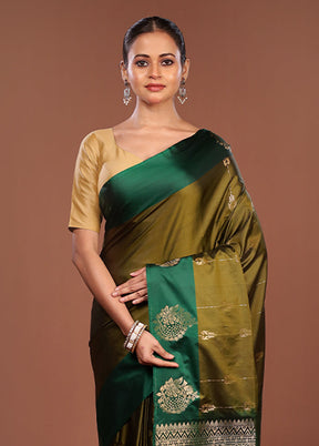 Green Kanjivaram Silk Saree With Blouse Piece