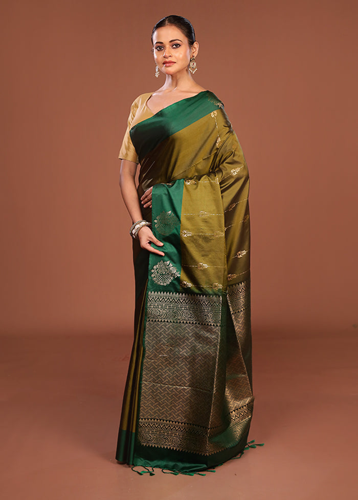 Green Kanjivaram Silk Saree With Blouse Piece