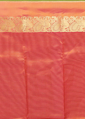 Yellow Handloom Kanjivaram Pure Silk Saree With Blouse Piece