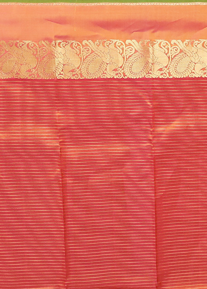 Yellow Handloom Kanjivaram Pure Silk Saree With Blouse Piece
