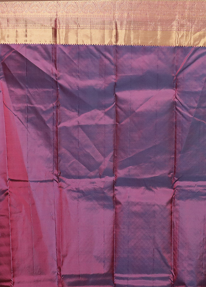 Pink Handloom Kanjivaram Pure Silk Saree With Blouse Piece
