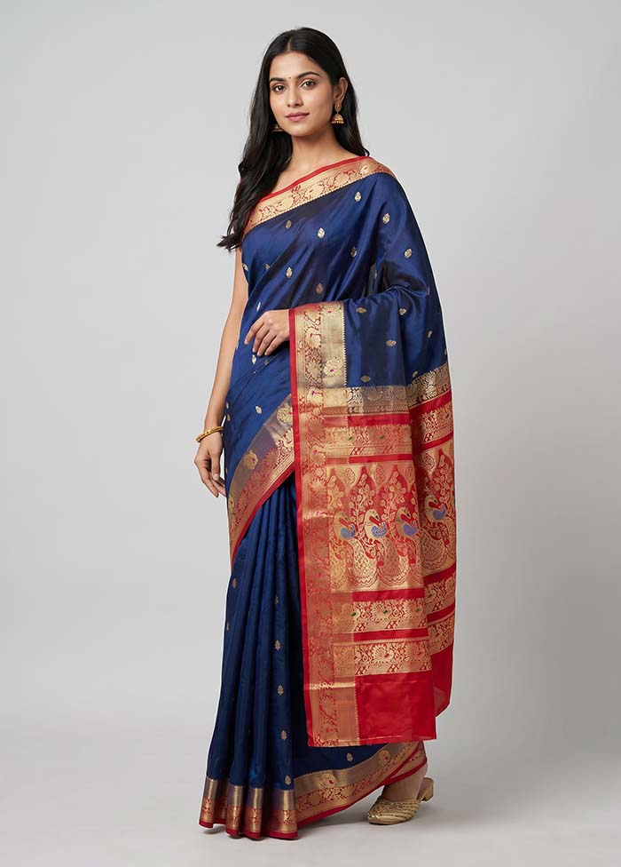 Blue Pure Cotton Saree With Blouse Piece