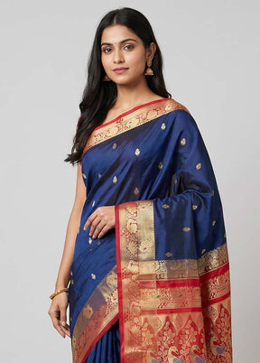 Blue Pure Cotton Saree With Blouse Piece