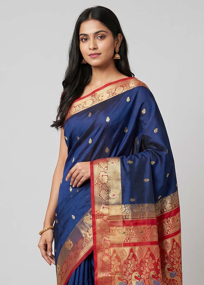 Blue Pure Cotton Saree With Blouse Piece