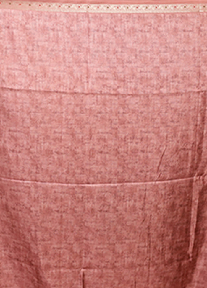 Pink Tussar Silk Saree With Blouse Piece