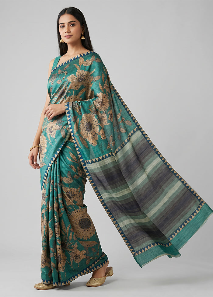 Grey Tussar Silk Saree With Blouse Piece
