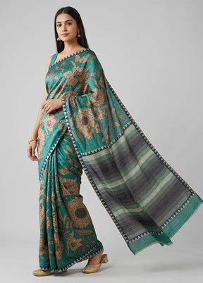 Grey Tussar Silk Saree With Blouse Piece