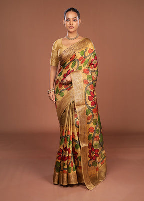 Multicolor Tussar Silk Saree With Blouse Piece
