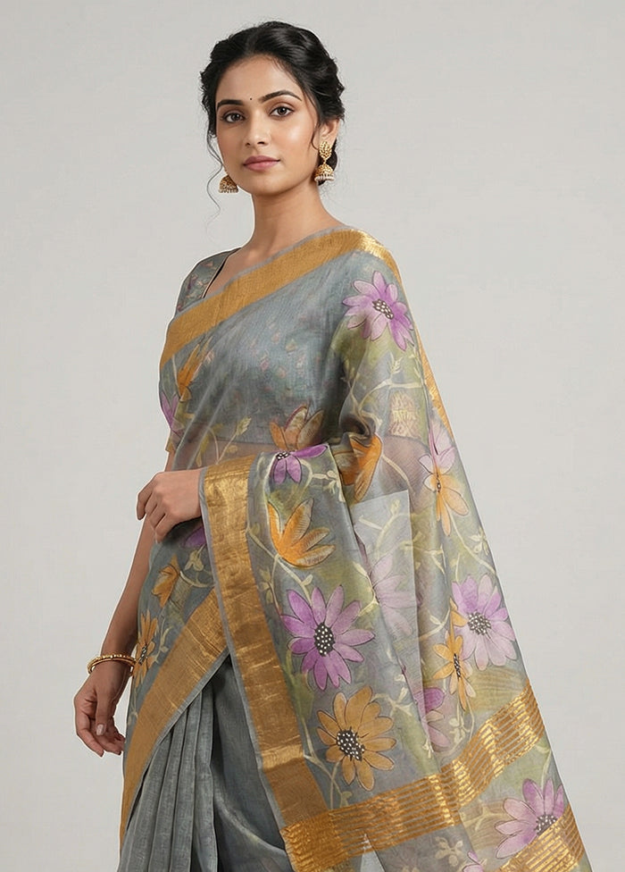 Green Tussar Silk Saree With Blouse Piece