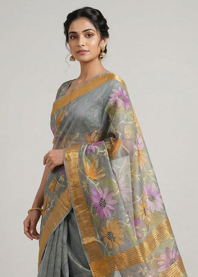Green Tussar Silk Saree With Blouse Piece