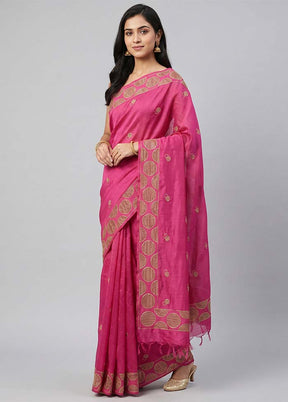Purple Handloom Tussar Pure Silk Saree With Blouse Piece