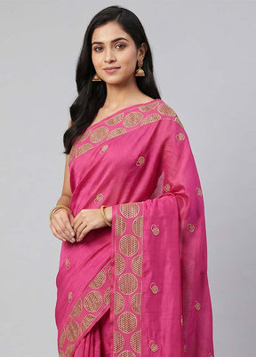 Purple Handloom Tussar Pure Silk Saree With Blouse Piece