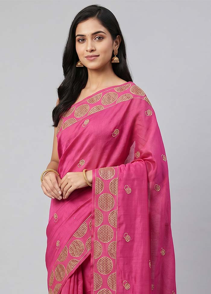 Purple Handloom Tussar Pure Silk Saree With Blouse Piece