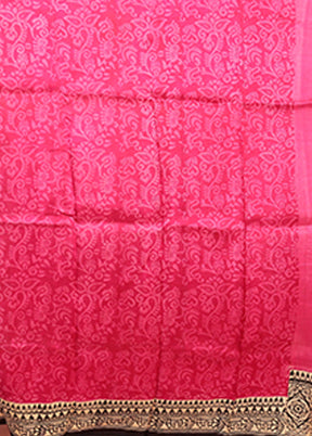Pink Printed Pure Silk Saree Without Blouse Piece