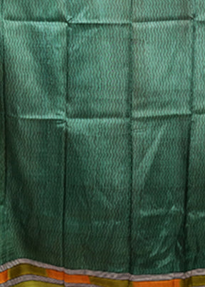 Green Printed Pure Silk Saree Without Blouse Piece