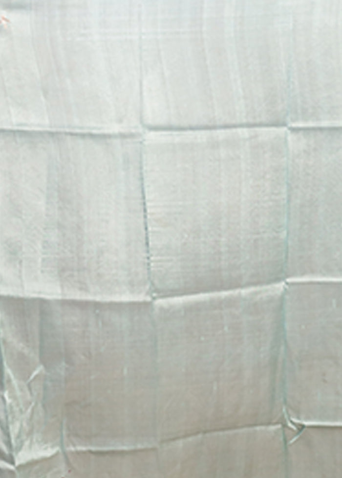 Blue Handloom Tussar Pure Silk Saree With Blouse Piece