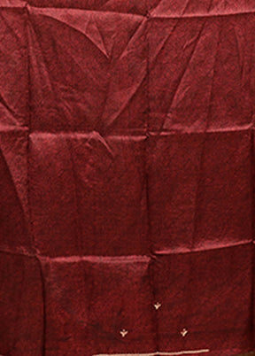 Maroon Handloom Tussar Pure Silk Saree With Blouse Piece