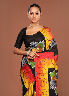 Multicolor Handloom Tussar Pure Silk Saree With Blouse Piece