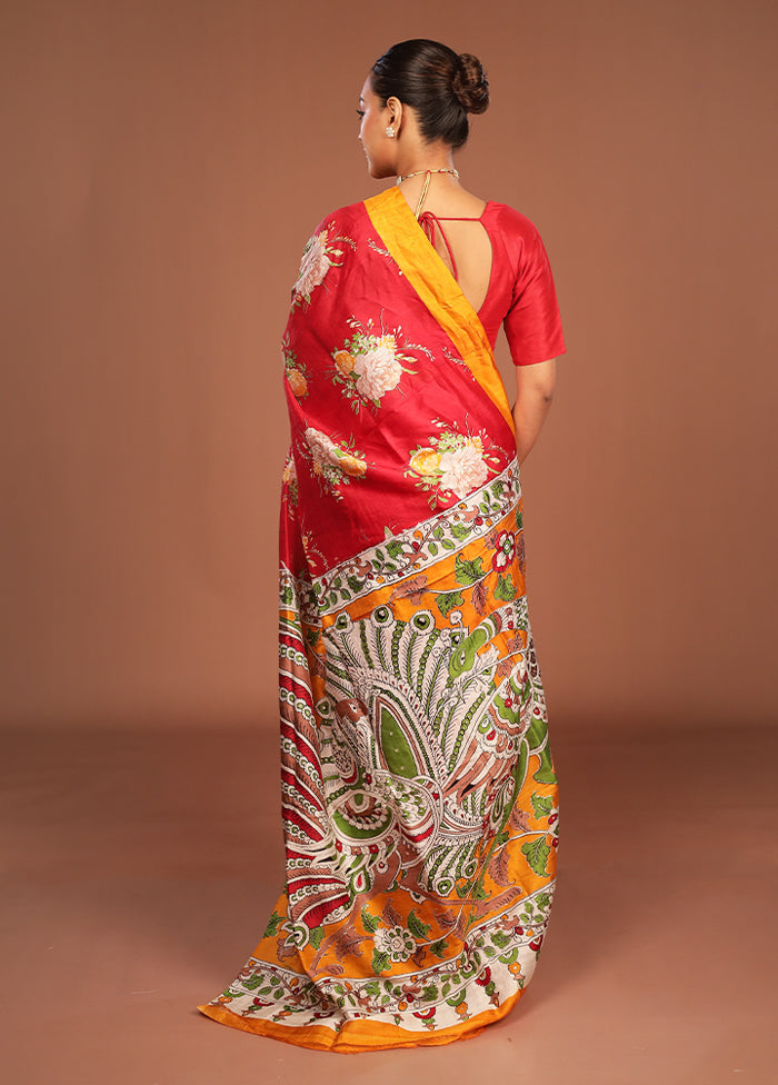 Multicolor Handloom Tussar Pure Silk Saree With Blouse Piece