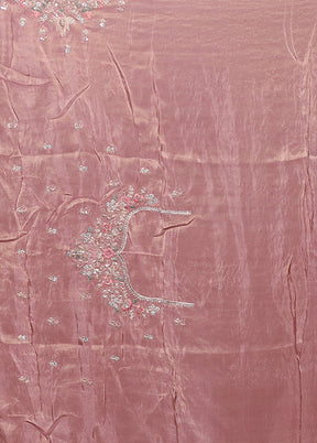 Pink Handloom Chiffon Pure Silk Saree With Blouse Piece