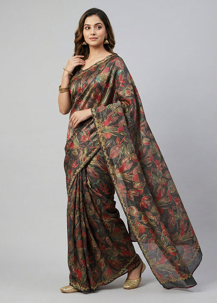 Black Organza Saree With Blouse Piece
