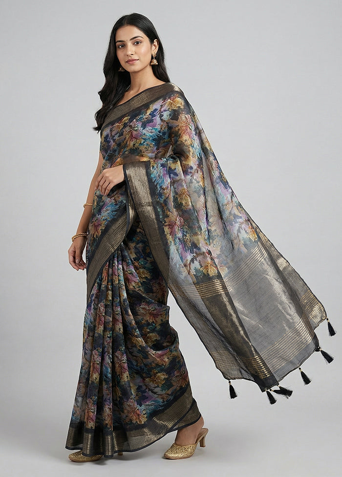 Black Organza Saree With Blouse Piece