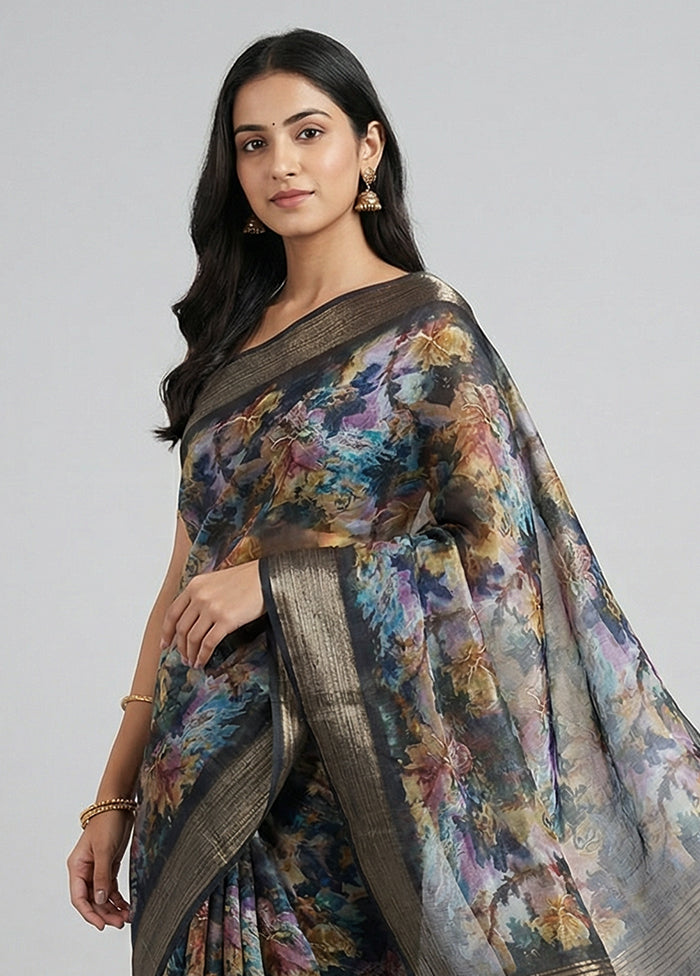 Black Organza Saree With Blouse Piece