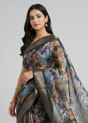 Black Organza Saree With Blouse Piece