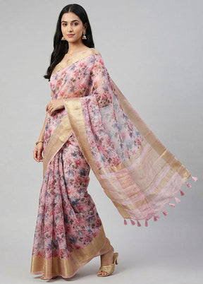Pink Organza Saree With Blouse Piece