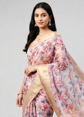 Pink Organza Saree With Blouse Piece
