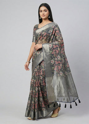 Green Organza Saree With Blouse Piece