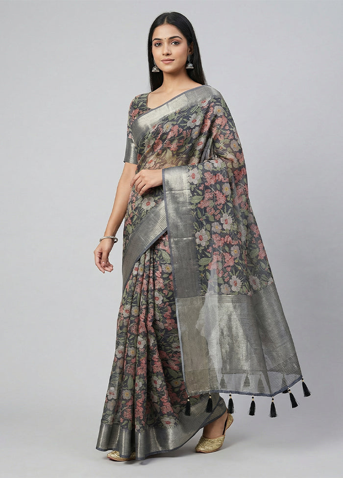 Green Organza Saree With Blouse Piece
